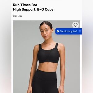 Lululemon Women's navy blue run times  Sports Bra 32DDD